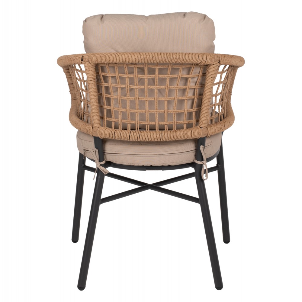 Πολυθρόνα από αλουμίνιο/rattan σε ανθρακί/μπεζ χρώμα 60x56x84