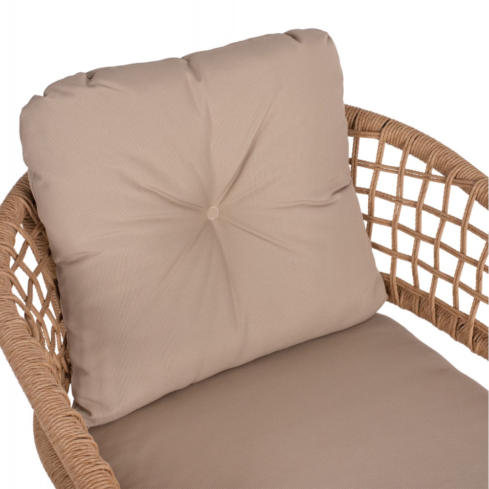 Πολυθρόνα από αλουμίνιο/rattan σε ανθρακί/μπεζ χρώμα 60x56x84