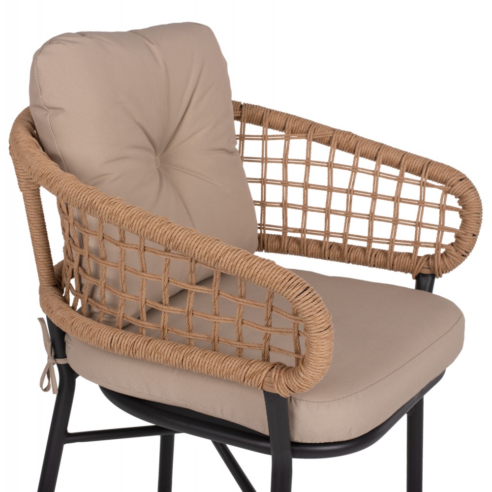 Πολυθρόνα από αλουμίνιο/rattan σε ανθρακί/μπεζ χρώμα 60x56x84