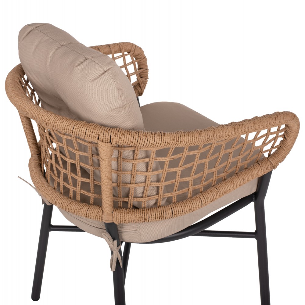 Πολυθρόνα από αλουμίνιο/rattan σε ανθρακί/μπεζ χρώμα 60x56x84