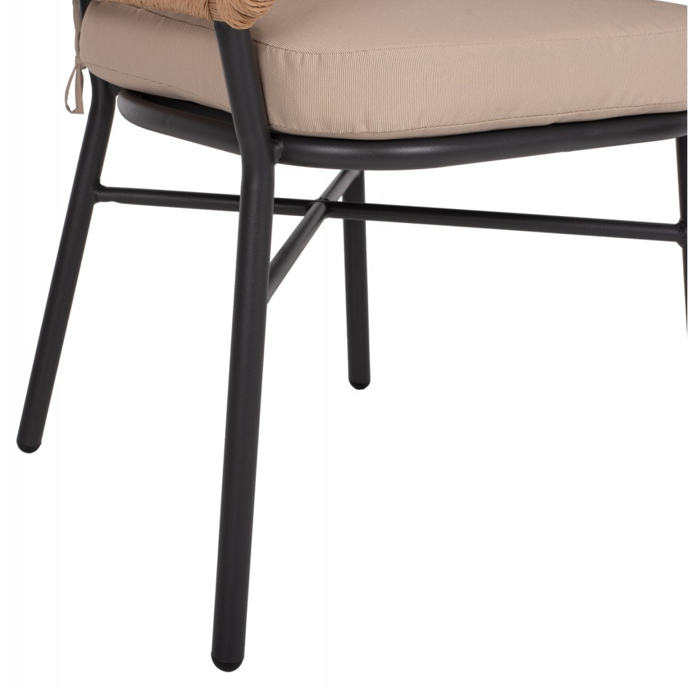 Πολυθρόνα από αλουμίνιο/rattan σε ανθρακί/μπεζ χρώμα 60x56x84