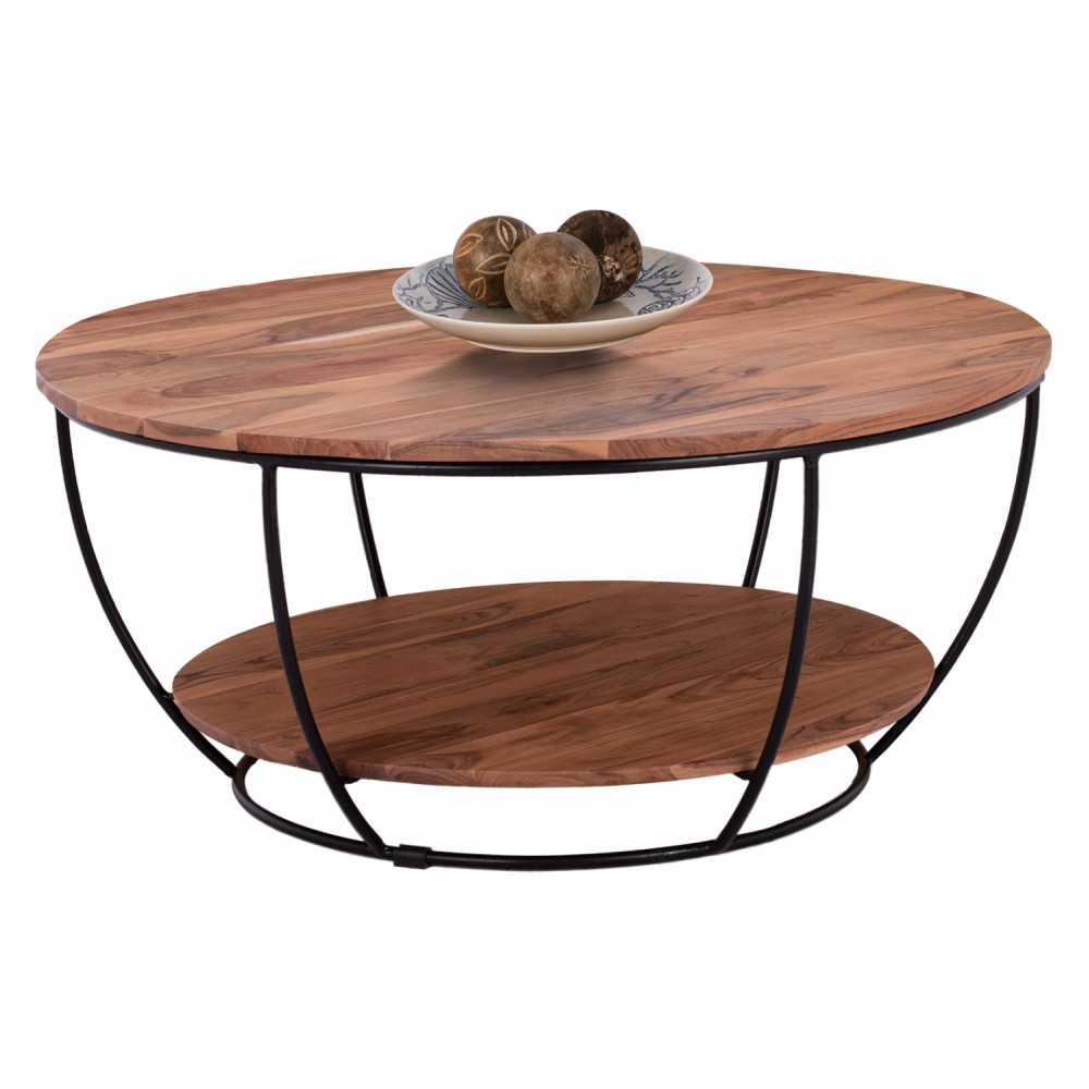 Τραπέζι σαλονιού "ANNETTE" από μασίφ ξύλο σε φυσικό χρώμα Φ90x40