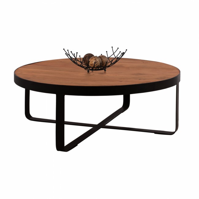 Τραπέζι σαλονιού "ATHARVA" από μασίφ ξύλο σε φυσικό χρώμα Φ100x36