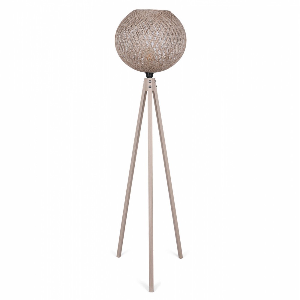 Φωτιστικό δαπέδου από MDF-σχοινί σε φυσικό-μπεζ χρώμα Φ38x145