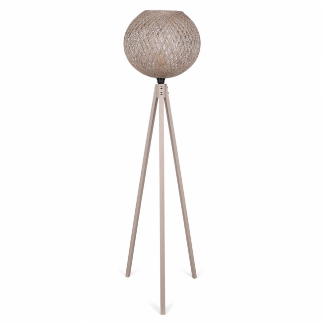 Φωτιστικό δαπέδου από MDF-σχοινί σε φυσικό-μπεζ χρώμα Φ38x145