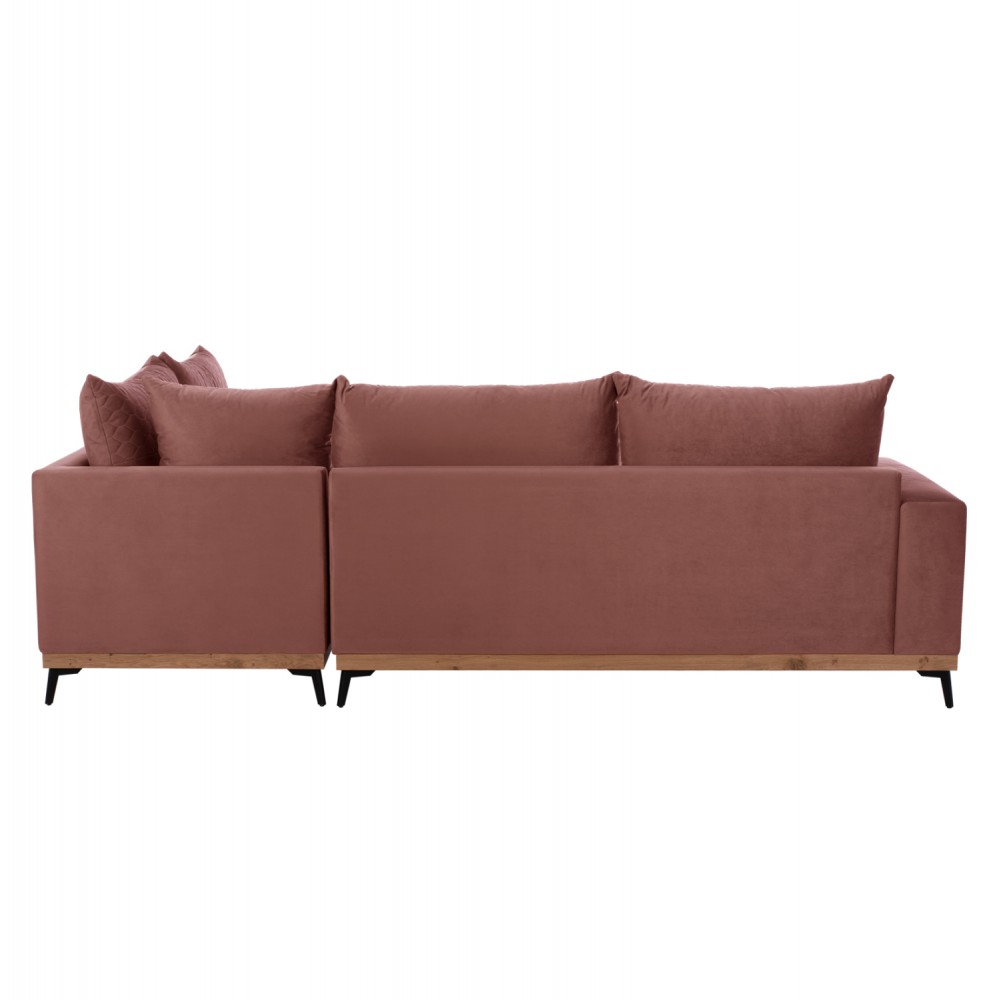 Καναπές γωνιακός με δεξιά γωνία "MESINA" από ύφασμα σε σάπιο μήλο χρώμα 290x240x92