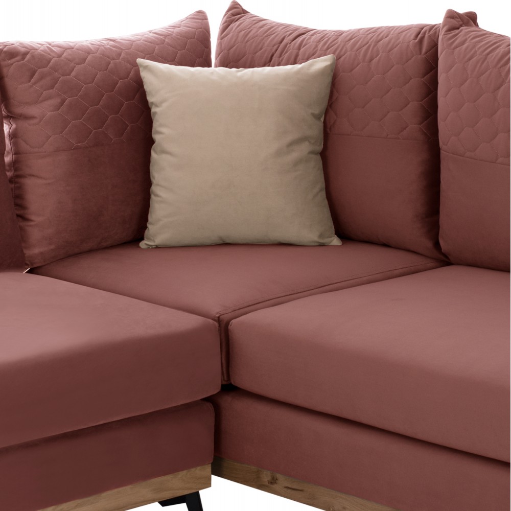 Καναπές γωνιακός με δεξιά γωνία "MESINA" από ύφασμα σε σάπιο μήλο χρώμα 290x240x92