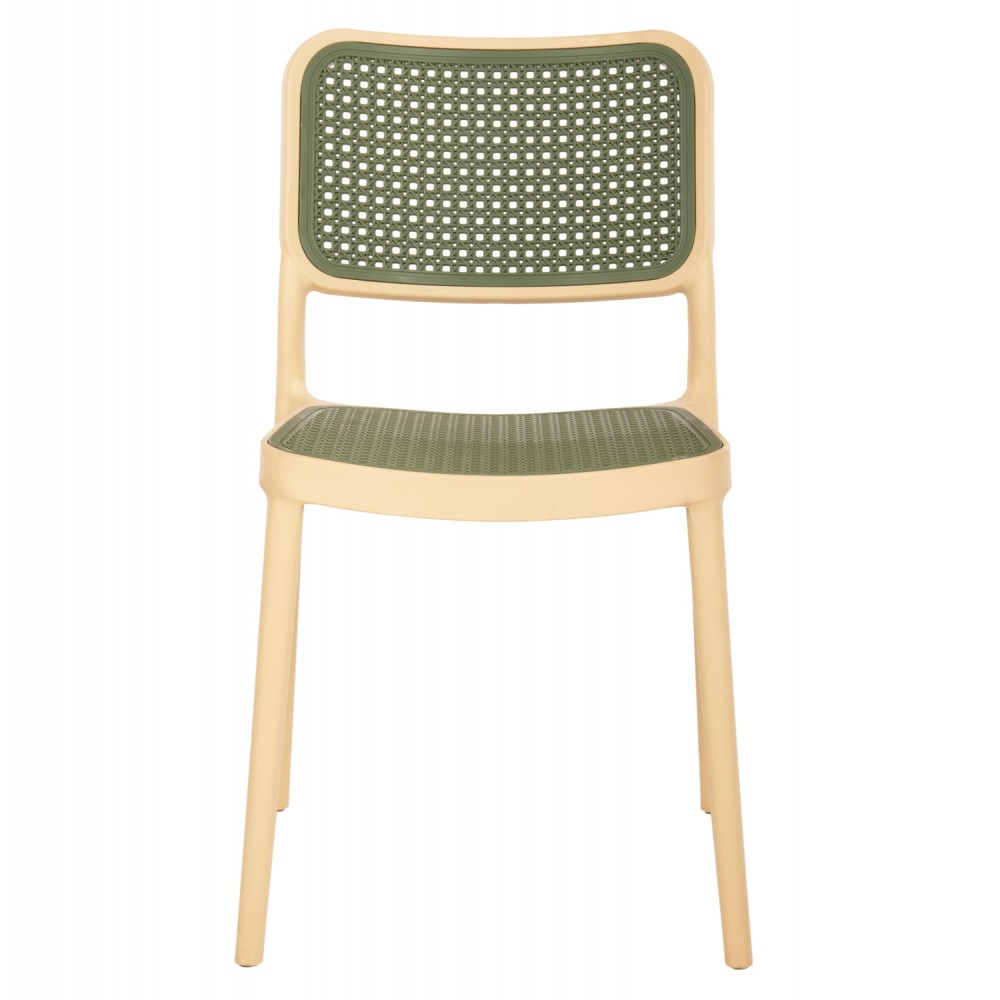 Καρέκλα εξωτερικού χώρου "ΜEKO" από πολυπροπυλένιο σε μπεζ/λαδί χρώμα 41x49x102