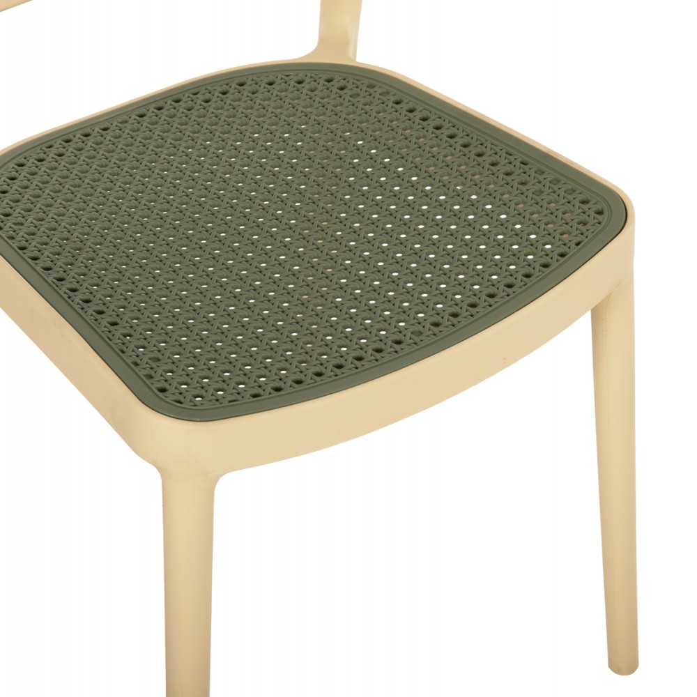 Καρέκλα εξωτερικού χώρου "ΜEKO" από πολυπροπυλένιο σε μπεζ/λαδί χρώμα 41x49x102