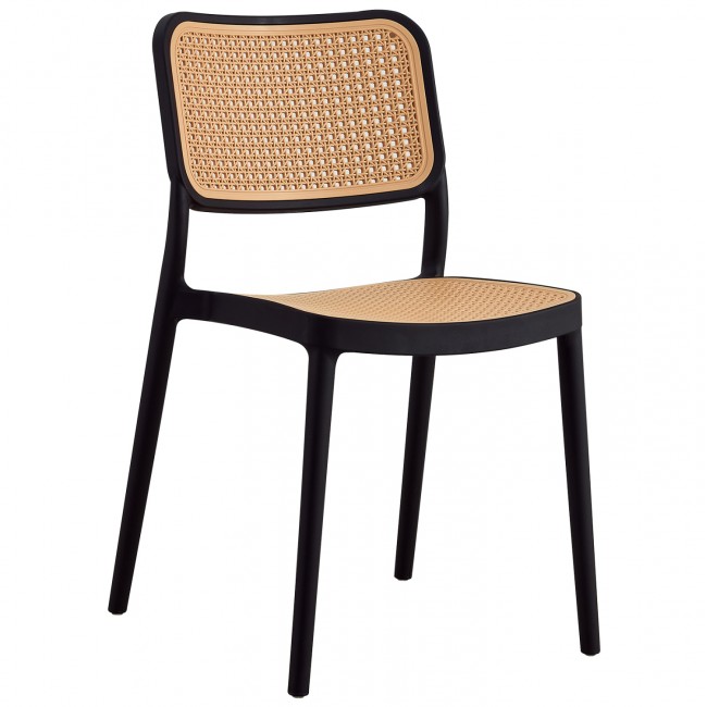Καρέκλα εξωτερικού χώρου "MEKO" από πολυπροπυλένιο σε μαύρο/μπεζ χρώμα 41x49x102