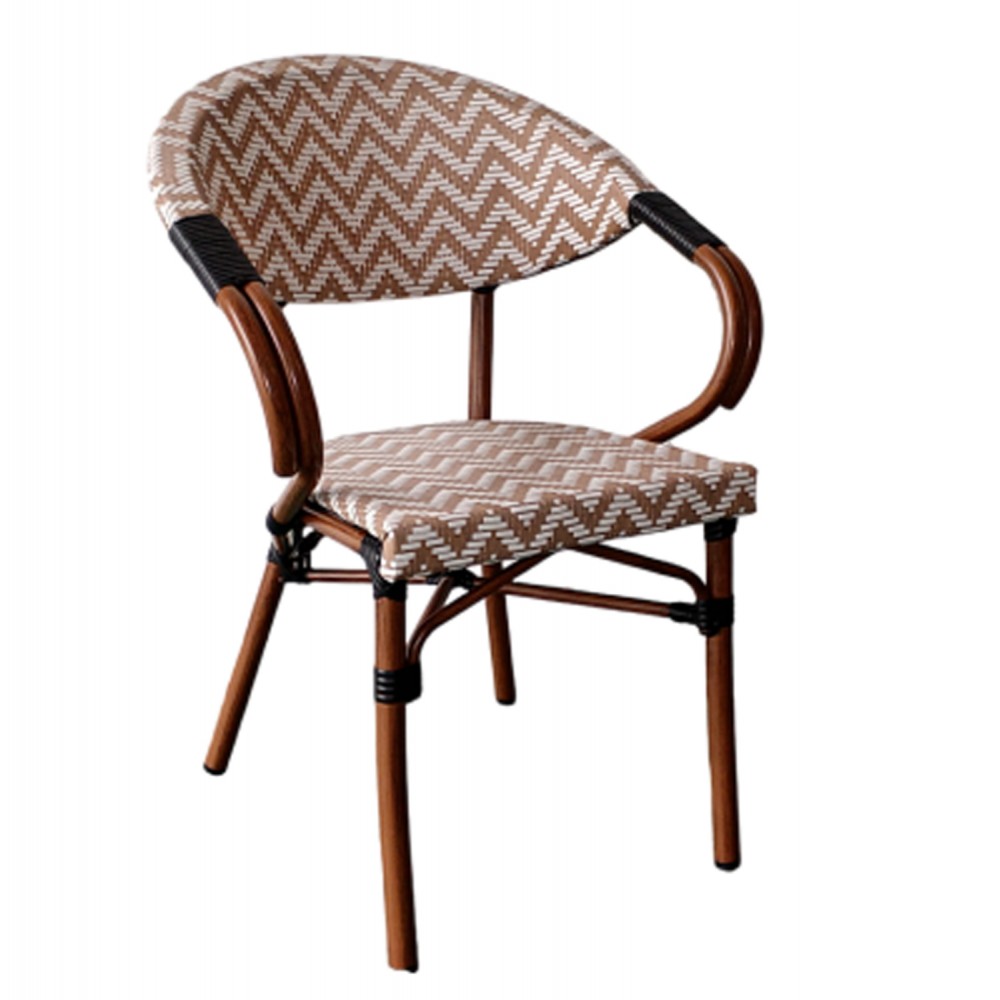 Πολυθρόνα εξωτερικού χώρου από αλουμίνιο/wiker σε καφέ/λευκό χρώμα 59x56x82