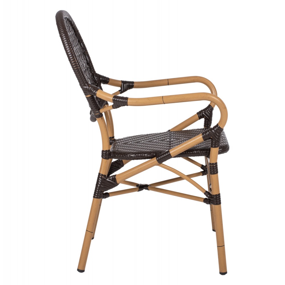 Πολυθρόνα εξωτερικού χώρου από αλουμίνιο/wiker σε καφέ χρώμα 56x62x95