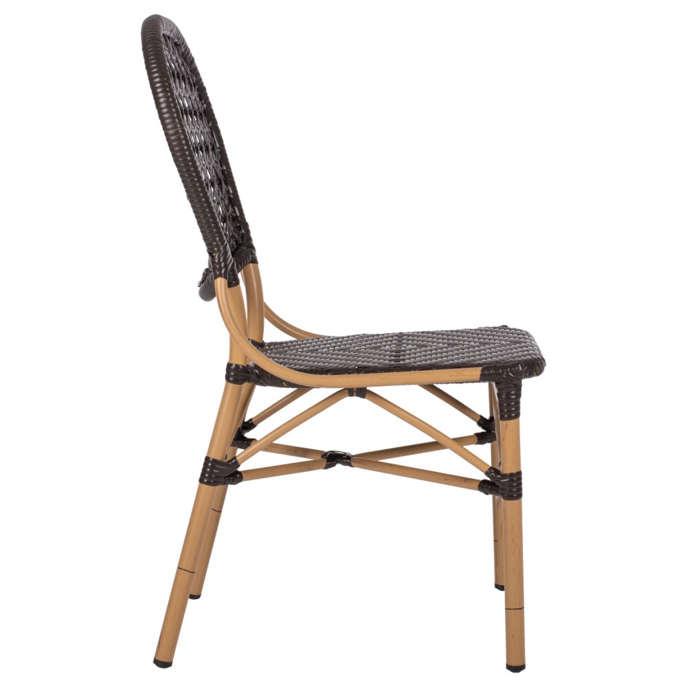 Καρέκλα εξωτερικού χώρου από αλουμίνιο/wicker σε καφέ χρώμα 47x58x95