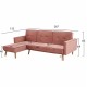 Καναπές κρεβάτι "TALIA" γωνία από βελούδο σε χρώμα σάπιο μήλο 267x153x85