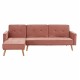 Καναπές κρεβάτι "TALIA" γωνία από βελούδο σε χρώμα σάπιο μήλο 267x153x85