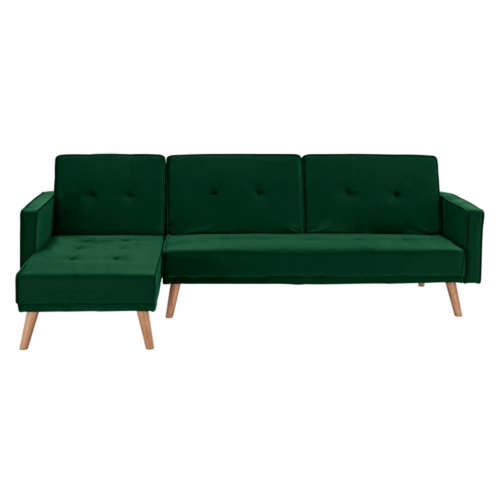 Καναπές κρεβάτι "TALIA" γωνία από βελούδο σε χρώμα κυπαρισσί 267x153x85