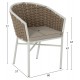 Πολυθρόνα εξωτερικού χώρου από αλουμίνιο/σχοινί σε λευκό/μπεζ χρώμα 60x57x77