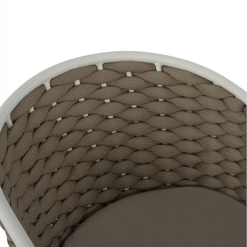 Πολυθρόνα εξωτερικού χώρου από αλουμίνιο/σχοινί σε λευκό/μπεζ χρώμα 60x57x77