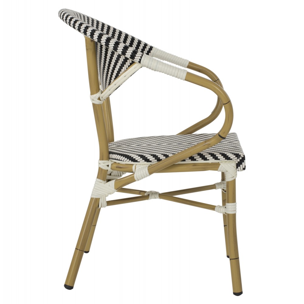 Πολυθρόνα εξωτερικού χώρου από αλουμίνιο/wicker σε μαύρο/λευκό χρώμα 59x56x82