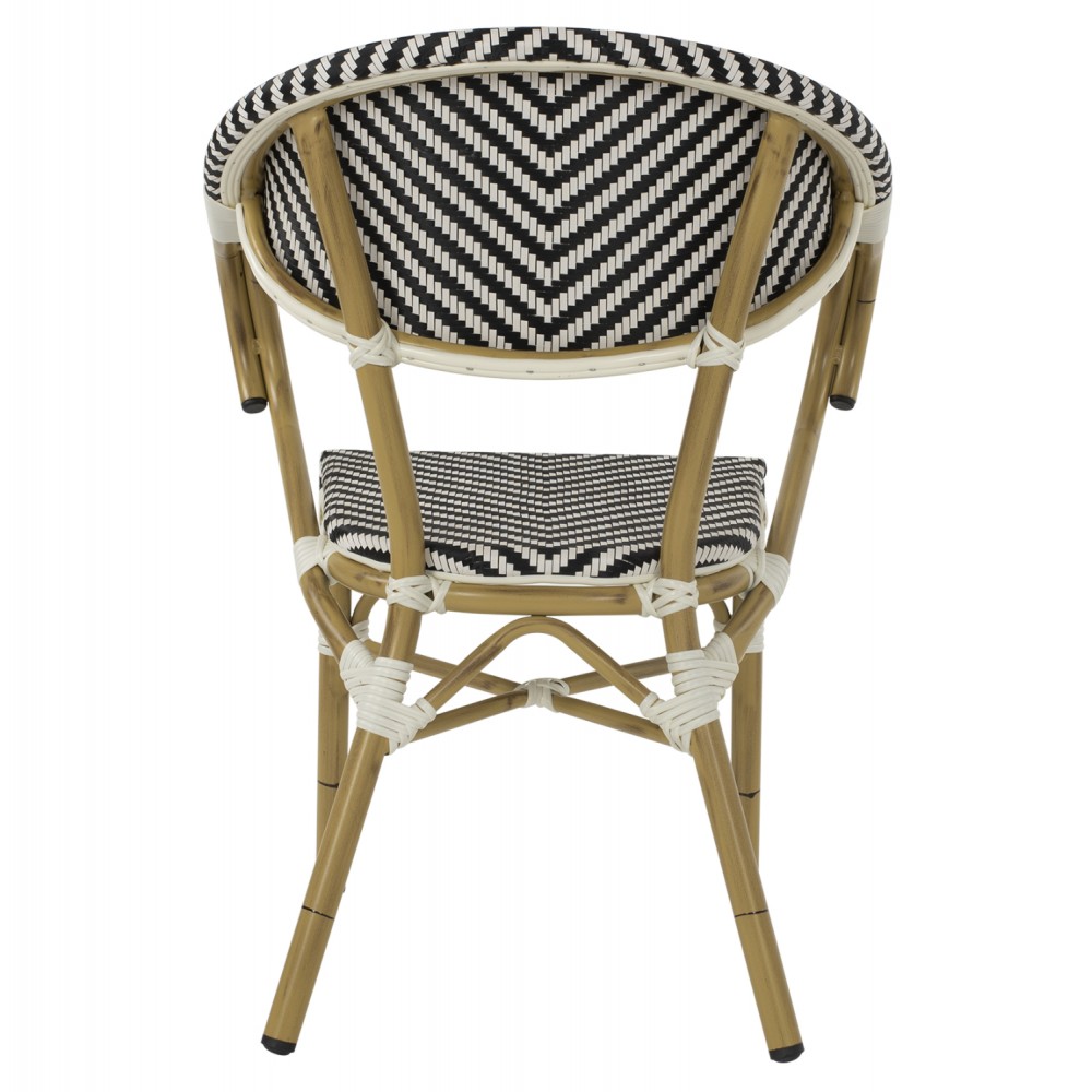 Πολυθρόνα εξωτερικού χώρου από αλουμίνιο/wicker σε μαύρο/λευκό χρώμα 59x56x82