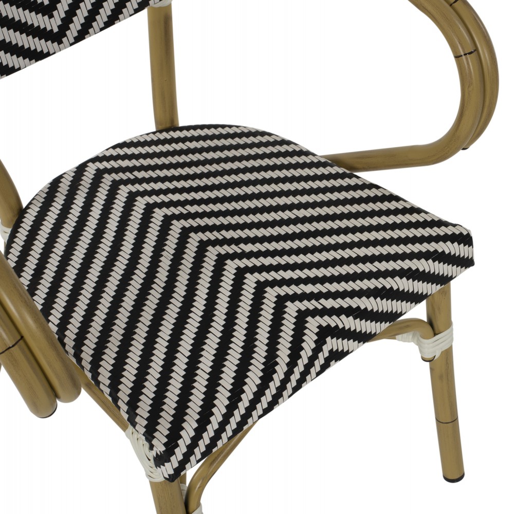 Πολυθρόνα εξωτερικού χώρου από αλουμίνιο/wicker σε μαύρο/λευκό χρώμα 59x56x82