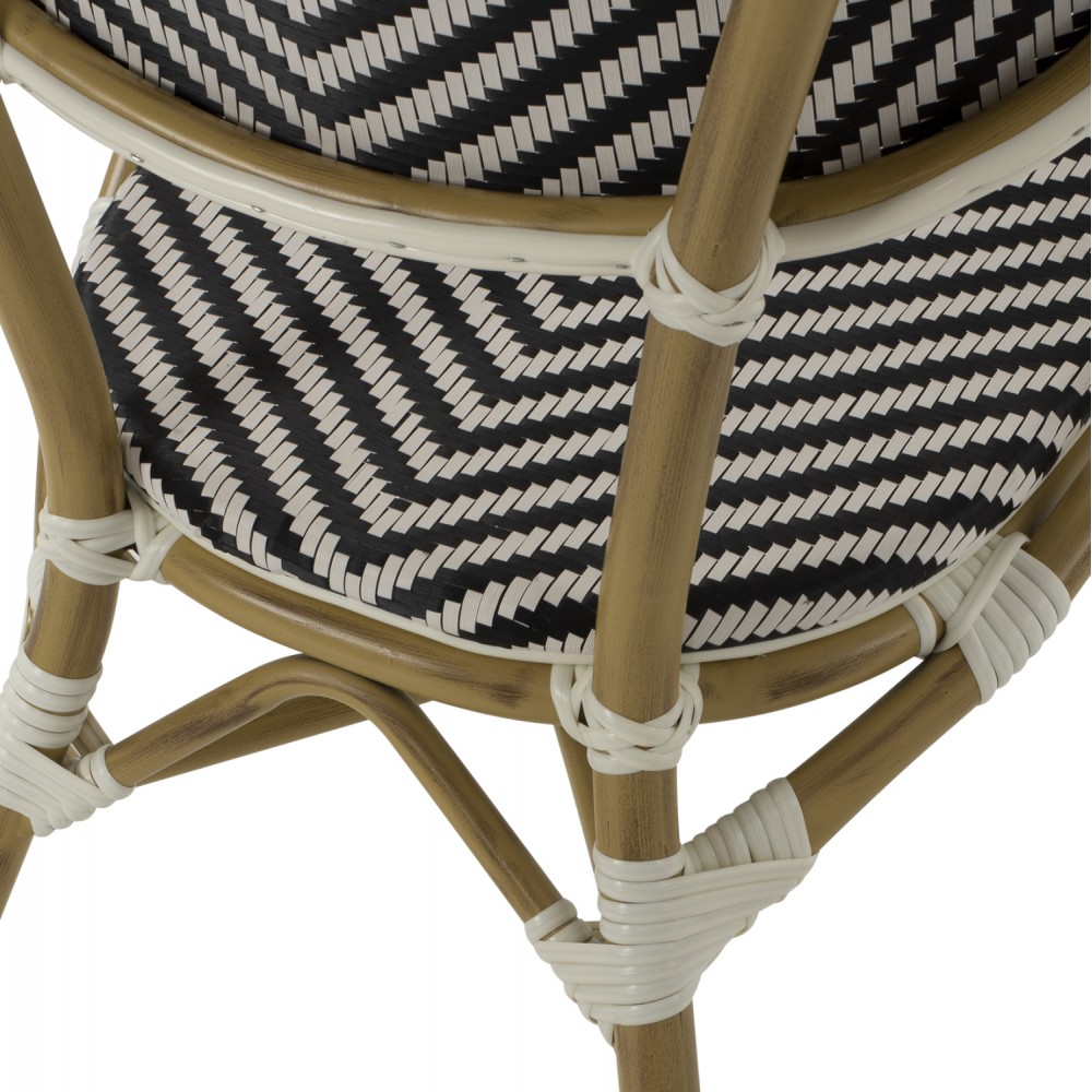 Πολυθρόνα εξωτερικού χώρου από αλουμίνιο/wicker σε μαύρο/λευκό χρώμα 59x56x82