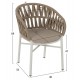 Πολυθρόνα εξωτερικού χώρου από αλουμίνιο/σχοινί σε λευκό/μπεζ χρώμα 58x57x78