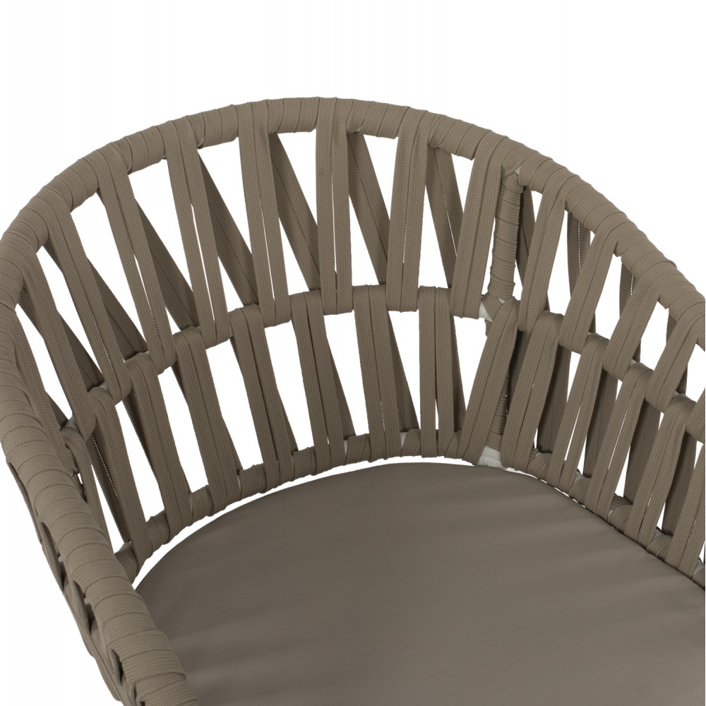 Πολυθρόνα εξωτερικού χώρου από αλουμίνιο/σχοινί σε λευκό/μπεζ χρώμα 58x57x78