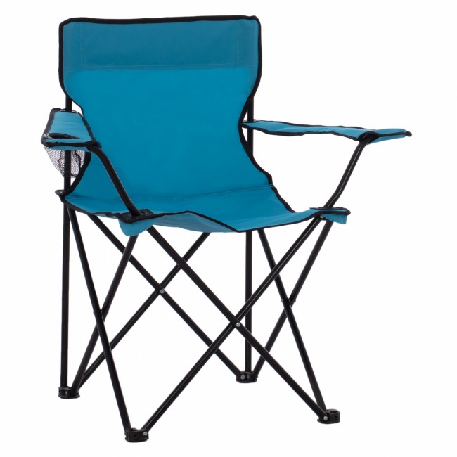 Πολυθρόνα camping πτυσσόμενη "FISHERMAN" από μέταλλο/ύφασμα σε μαύρο/μπλε χρώμα 77x47x80