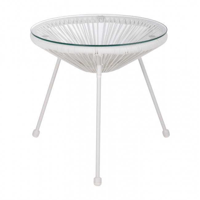 Τραπέζι εξωτερικού χώρου "ALLEGRA" από μέταλλο/γυαλί σε λευκό χρώμα Φ47x45