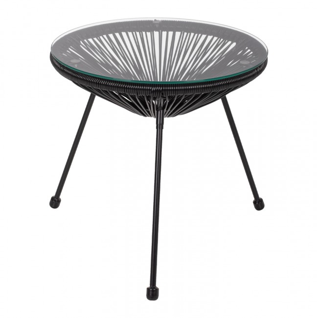 Τραπέζι εξωτερικού χώρου "ALLEGRA" από μέταλλο/γυαλί σε μαύρο χρώμα Φ47x45