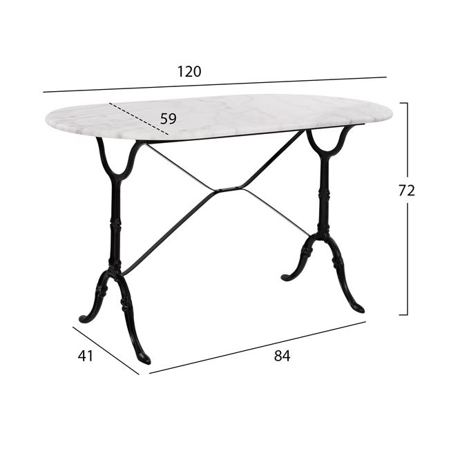 Τραπέζι "DELILAH" από μαντέμι/μάρμαρο σε μαύρο/λευκό χρώμα 120x59x72