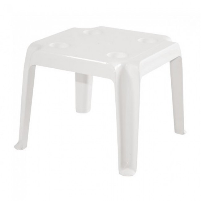 Τραπέζι ξαπλώστρας από πλαστικό σε λευκό χρώμα 44x44x40