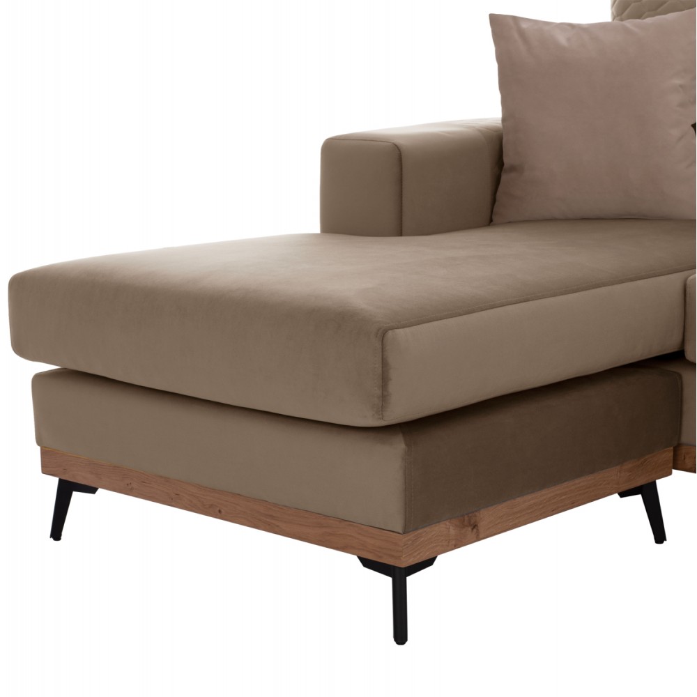 Καναπές γωνιακός "PORTOFINO" από ύφασμα σε μπεζ χρώμα 240x165x92