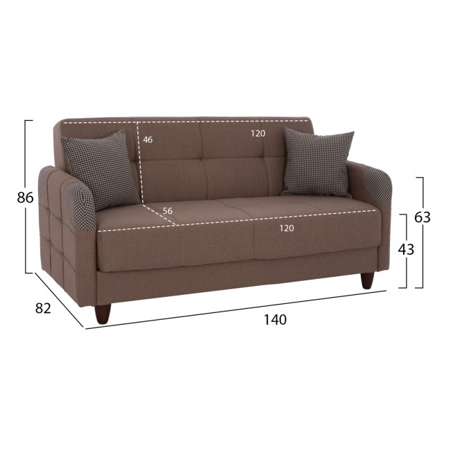 Καναπές κρεβάτι "SANNA" διθέσιος από ύφασμα σε μπεζ χρώμα 140x82x86