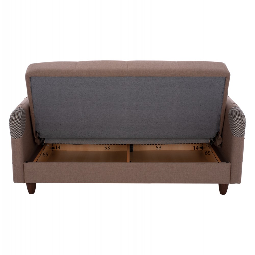 Καναπές κρεβάτι "SANNA" διθέσιος από ύφασμα σε μπεζ χρώμα 140x82x86