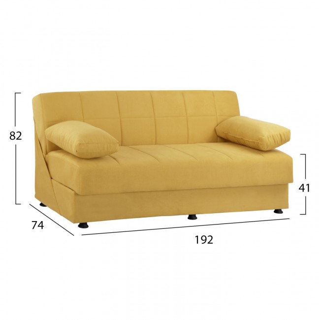 Καναπές κρεβάτι "EGE" τριθέσιος από βελούδο σε χρώμα χρυσό 192x74x82