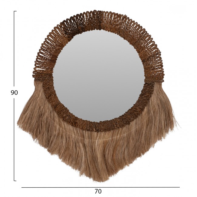 Καθρέπτης από σχοινί σε φυσικό χρώμα 70x4x90