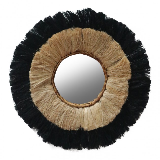 Καθρέπτης από σχοινί σε φυσικό-μαύρο χρώμα Φ70