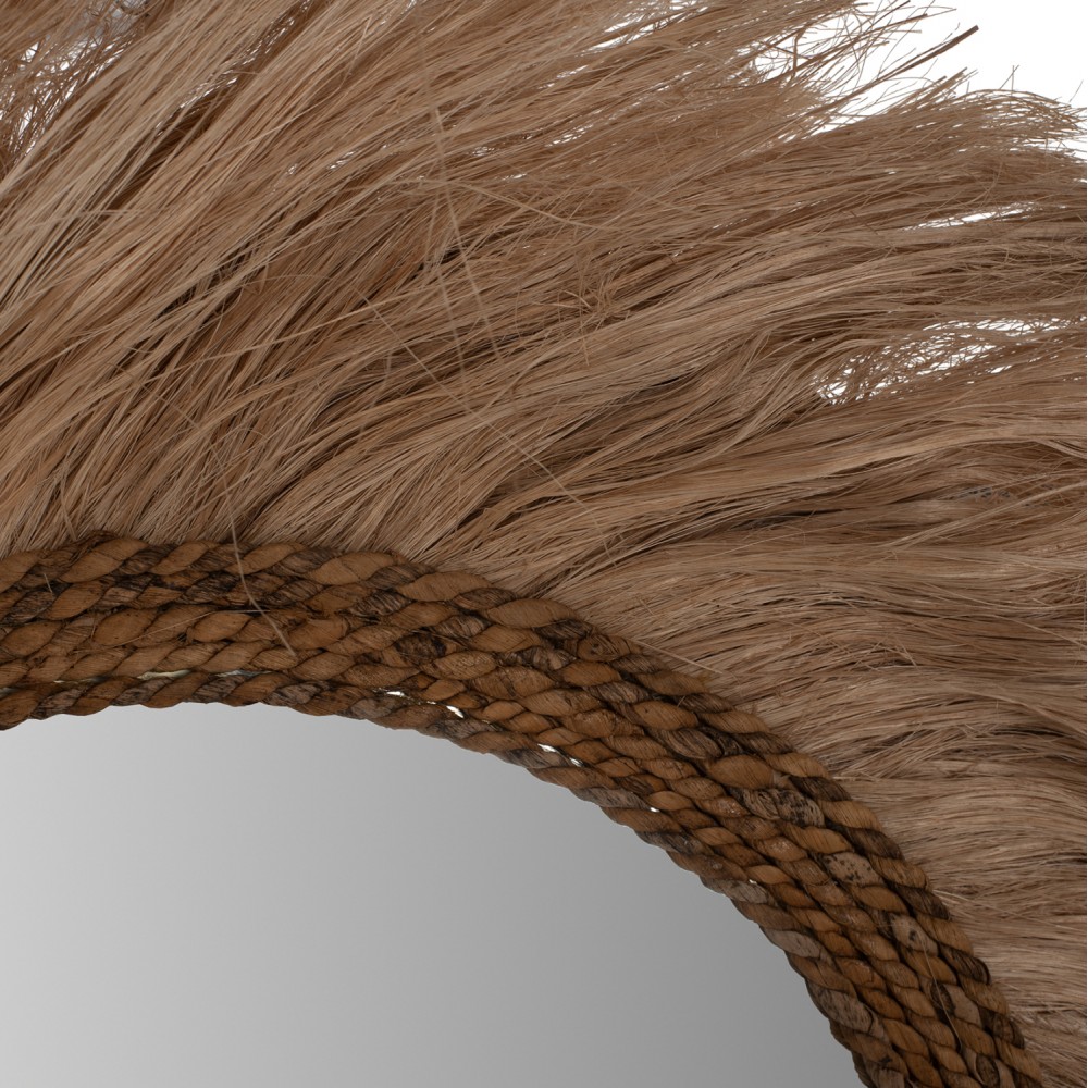 Καθρέπτης από ίνες αμπακά σε φυσικό χρώμα Φ90