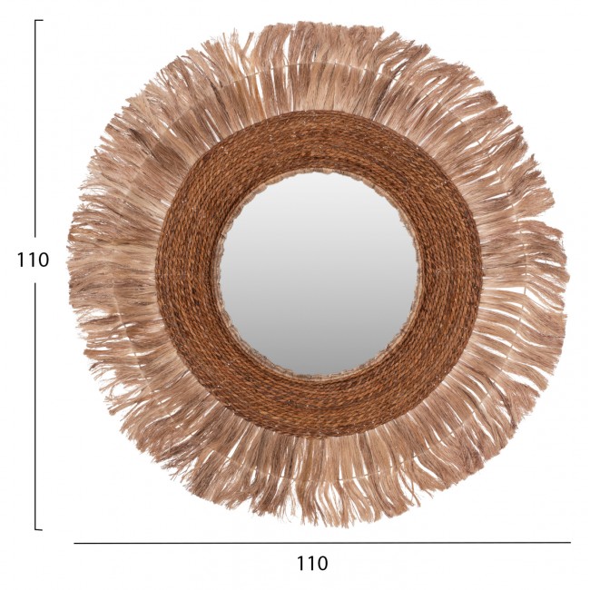 Καθρέπτης από ίνες αμπακά σε φυσικό χρώμα Φ110