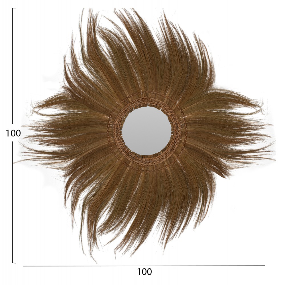 Καθρέπτης από σχοινί σε φυσικό χρώμα Φ100