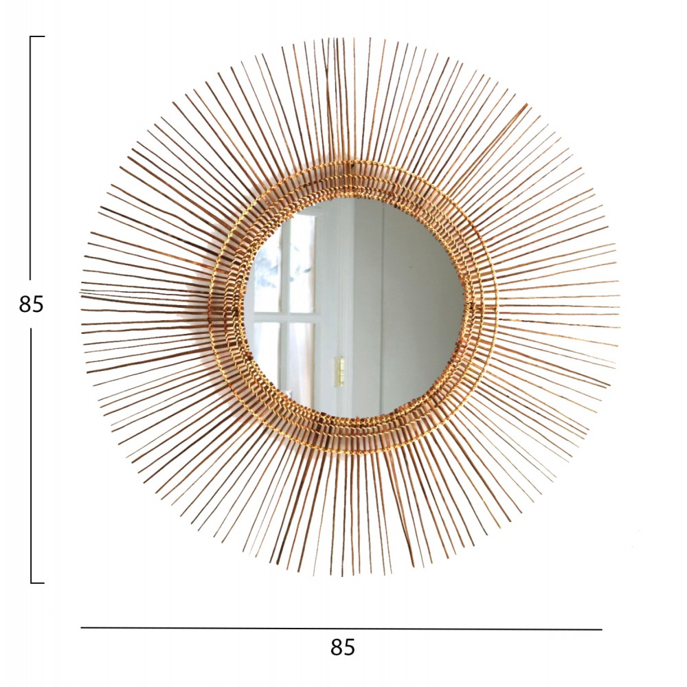 Καθρέπτης από ξύλο σε φυσικό χρώμα Φ85
