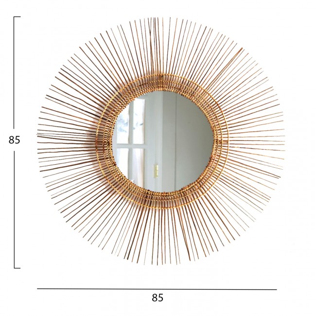 Καθρέπτης από ξύλο σε φυσικό χρώμα Φ85