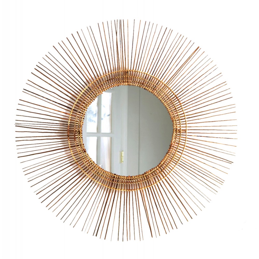 Καθρέπτης από ξύλο σε φυσικό χρώμα Φ85