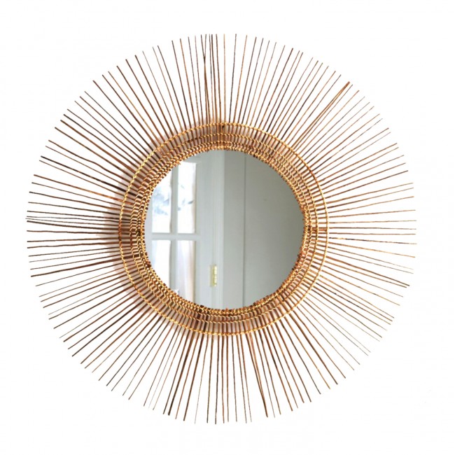 Καθρέπτης από ξύλο σε φυσικό χρώμα Φ85