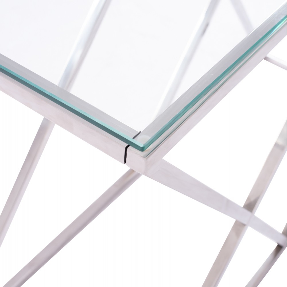 Κονσόλα "HOLLAND" από μέταλλο-γυαλί σε ασημί χρώμα 120x40x78