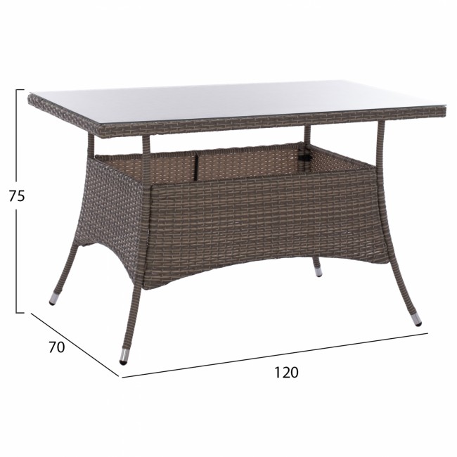 Σετ εξωτερικού χώρου 5τμχ από μέταλλο/wicker σε γκρι χρώμα 120x70x75