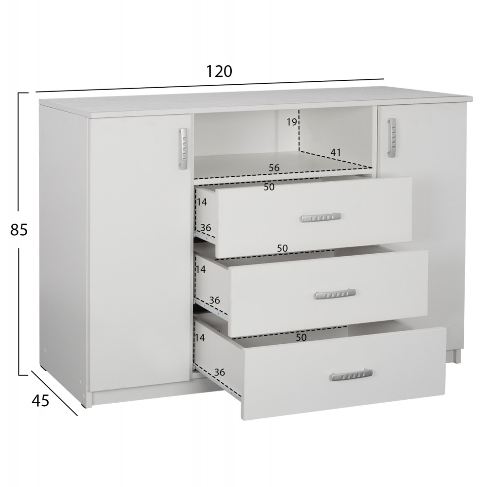 Μπουφές "ADLER" σε χρώμα λευκό 120x45x85