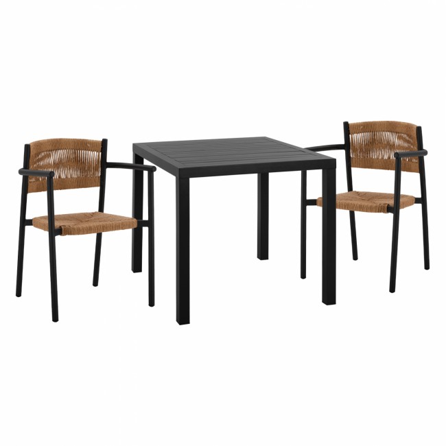 Σετ εξωτερικού χώρου 3τμχ από αλουμίνιο/σχοινί σε ανθρακί/μπεζ χρώμα 80x80x75.5